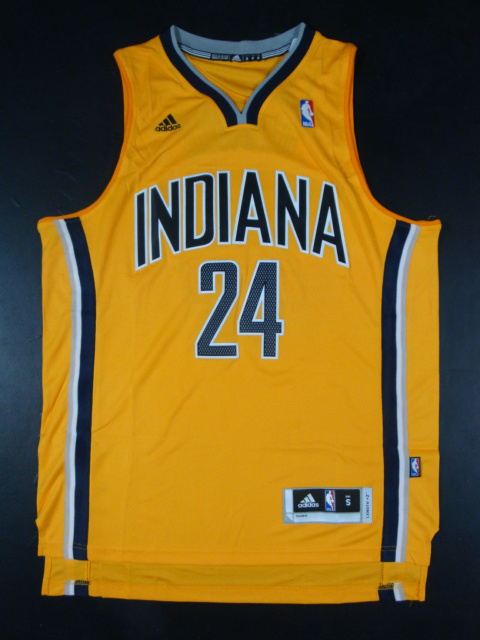  NBA Indiana Pacers 24 Paul George New Revolution 30 Swingman Alternate Yellow Jersey